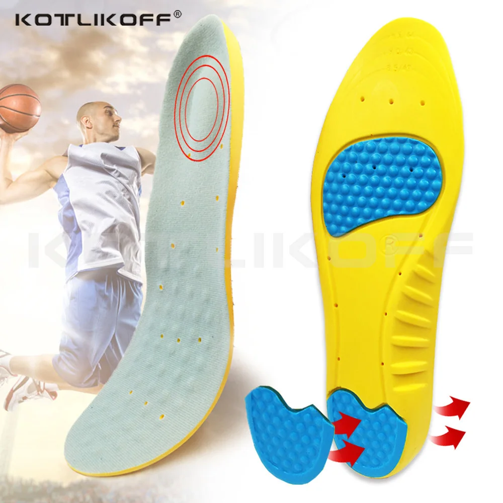 KOTLIKOFF Sports Shoes Pads Memory Foam PU Insoles Super Soft Comfortabl Heel Cups Pad Insert For Men lady Sports Shoes Insoles