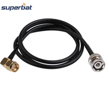 Superbat прямой штекер BNC для SMA Прямой штекер Телевизионные антенны подачи помощью соединительного кабеля RG58 30 см