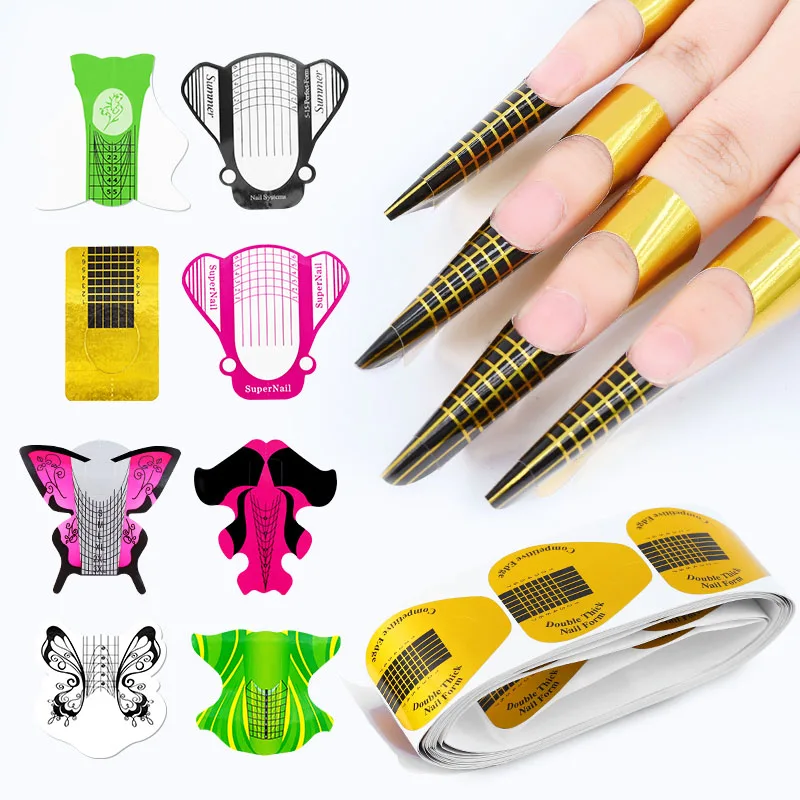 

1 Set 100pcs French Nail Form Tips Nail Art Form Acrylic Tip Gel Nails Sticker Manicure Extension Curl Form for Polish Guide New