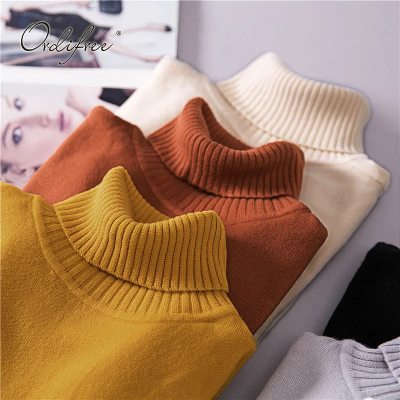 Ordifre 2018 Autumn Winter Jumper Women Sweaters and Pullovers Long Sleeve White Slim Turtleneck Knitted Sweater Pull Femme Ordifre 2018 Autumn Winter Jumper Women Sweaters and Pullovers Long Sleeve White Slim Turtleneck Knitted Sweater Pull Femme