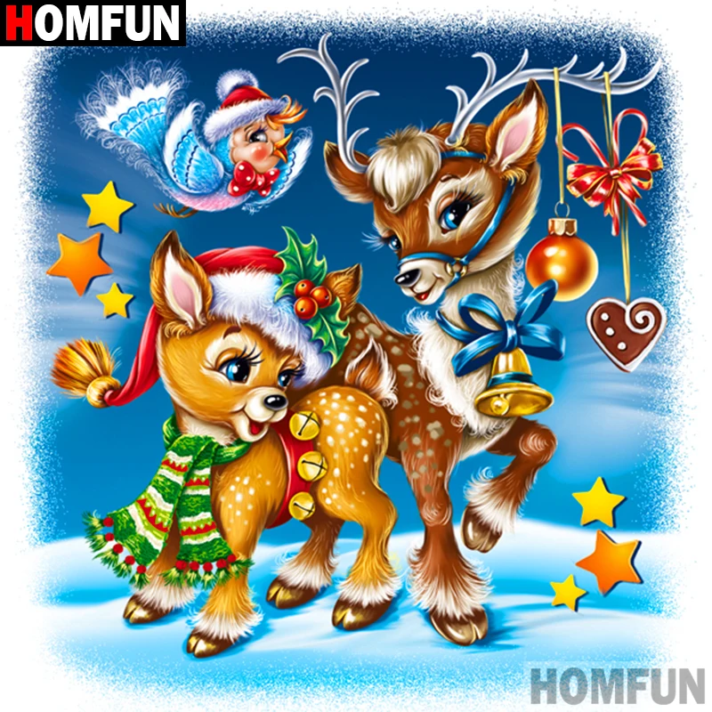 

HOMFUN Full Square/Round Drill 5D DIY Diamond Painting "Christmas deer" 3D Diamond Embroidery Cross Stitch Home Decor A19386