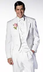 Новые стильные длинные белые вечерние смокинги для жениха на одной пуговице, вечерние классические костюмы на свадьбу, выпускной бал