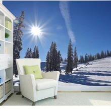 Изготовленный на заказ обои с природным пейзажем, Восход Лес Снег дерево, 3D фотообои в простом стиле для гостиной, спальни, фон стены обои