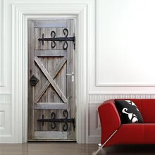 3d Door Sticker Mural Art Wallpaper Old Wooden Gate Pattern Removable Room Poster Diy Wall Stickers Home Door Renovation Rushed tree shaded trail pattern door art stickers