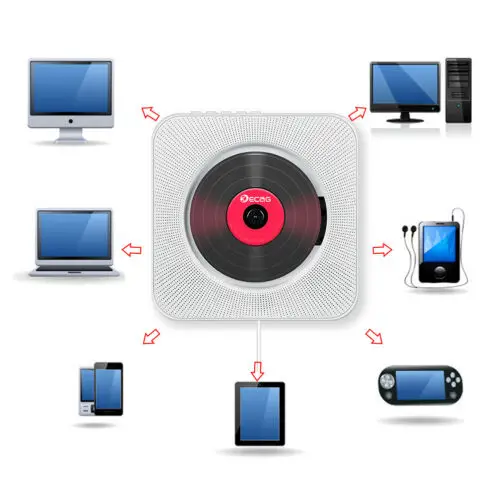 Настенный CD плеер с объемным звуком FM радио Bluetooth USB MP3 дисков портативный