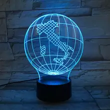 National map Italy Table Lamp desk 3D Illusion Touch Sensor 7 Color Changing Childrens Kids Baby Gifts Globe Night Light LED world globe map table desk lamp led night light kids gift educational interactive astronomy geographic map led earth lighting