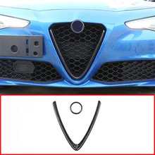 2 шт. углеродного волокна Стиль для Alfa Romeo Giulia ABS Пластик Спереди украшение решетки кадров автомобильные аксессуары