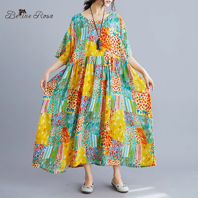 

BelineRosa Bohemian Holiday Style Women's Large Size Dresses Elegant Ladies Plus Size Dress Fit 4XL 5XL 6XL XE000094