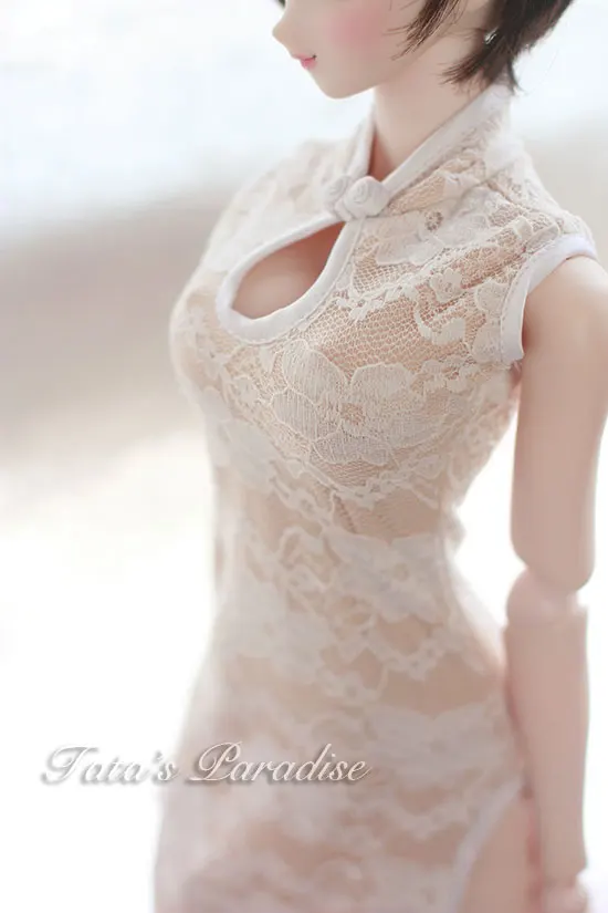 1 3 DD White Lace Cheongsam for BJD SD Doll Clothes Accessories