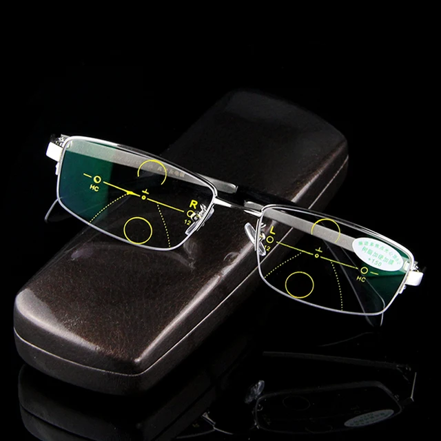 Multi focal Progressive Reading Glasses Men Smart Zoom Asymptotically