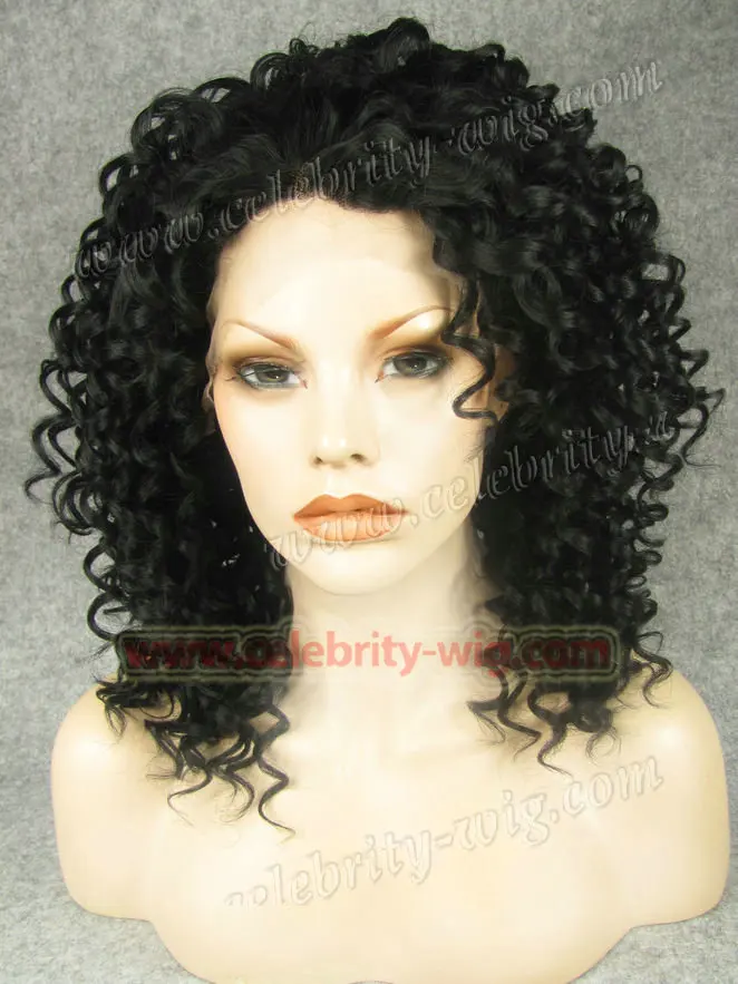 N15-1 Fairy Lady Volume Bounce Curl New Style Synthetic Lace Front Wig Rihanna Black |