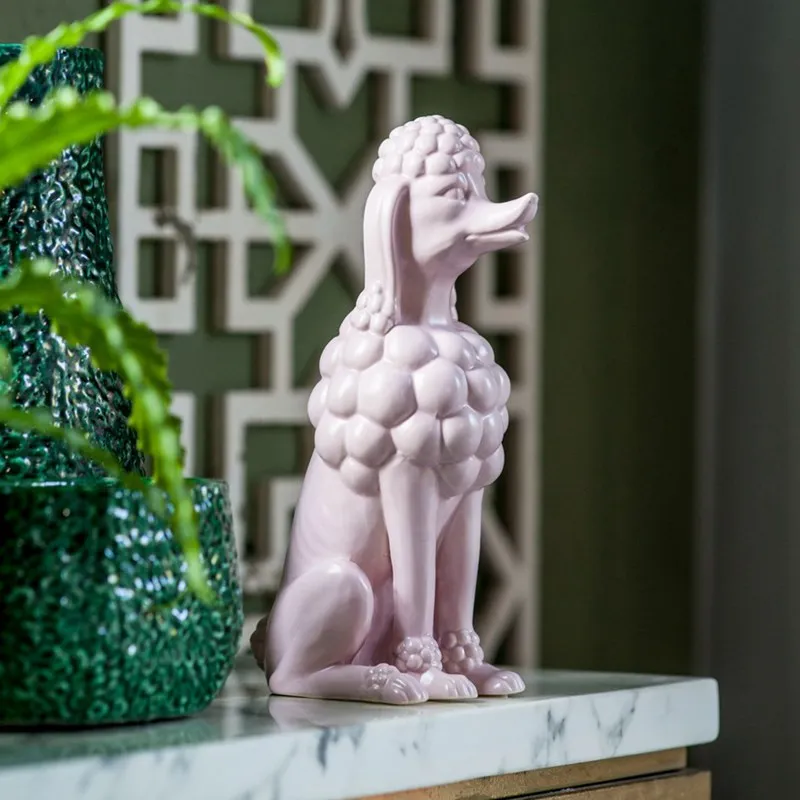 

Nordic Modern Minimalist Home Decorations Resin Sitting Dog Crafts Black White Poodle Abstract Animal Figurines Statue Ornaments