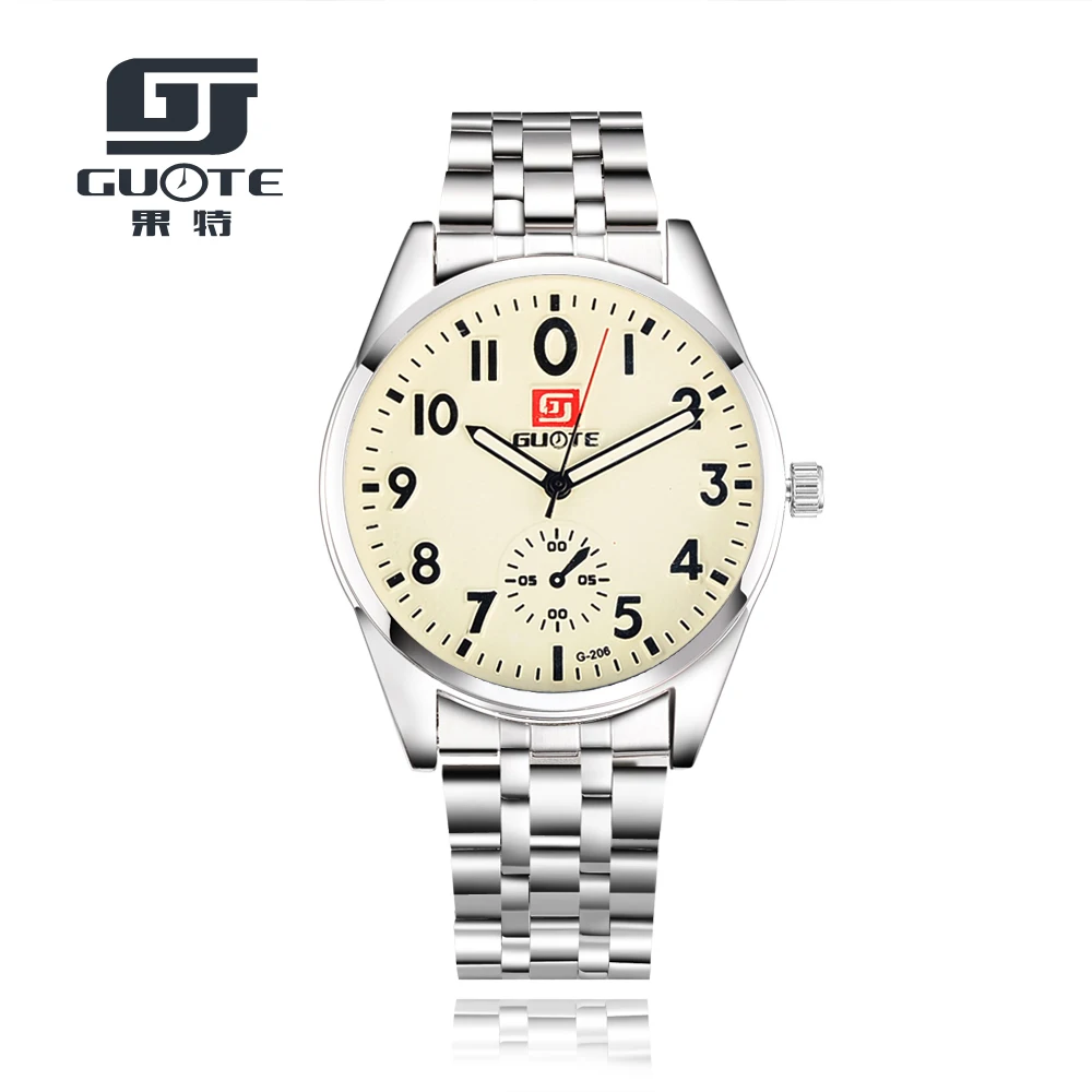 GUOTE 2016 New Casual Stainless Steel Watches Fashion Mens Watches Business Quartz Watch Men Wristwatches Reloj