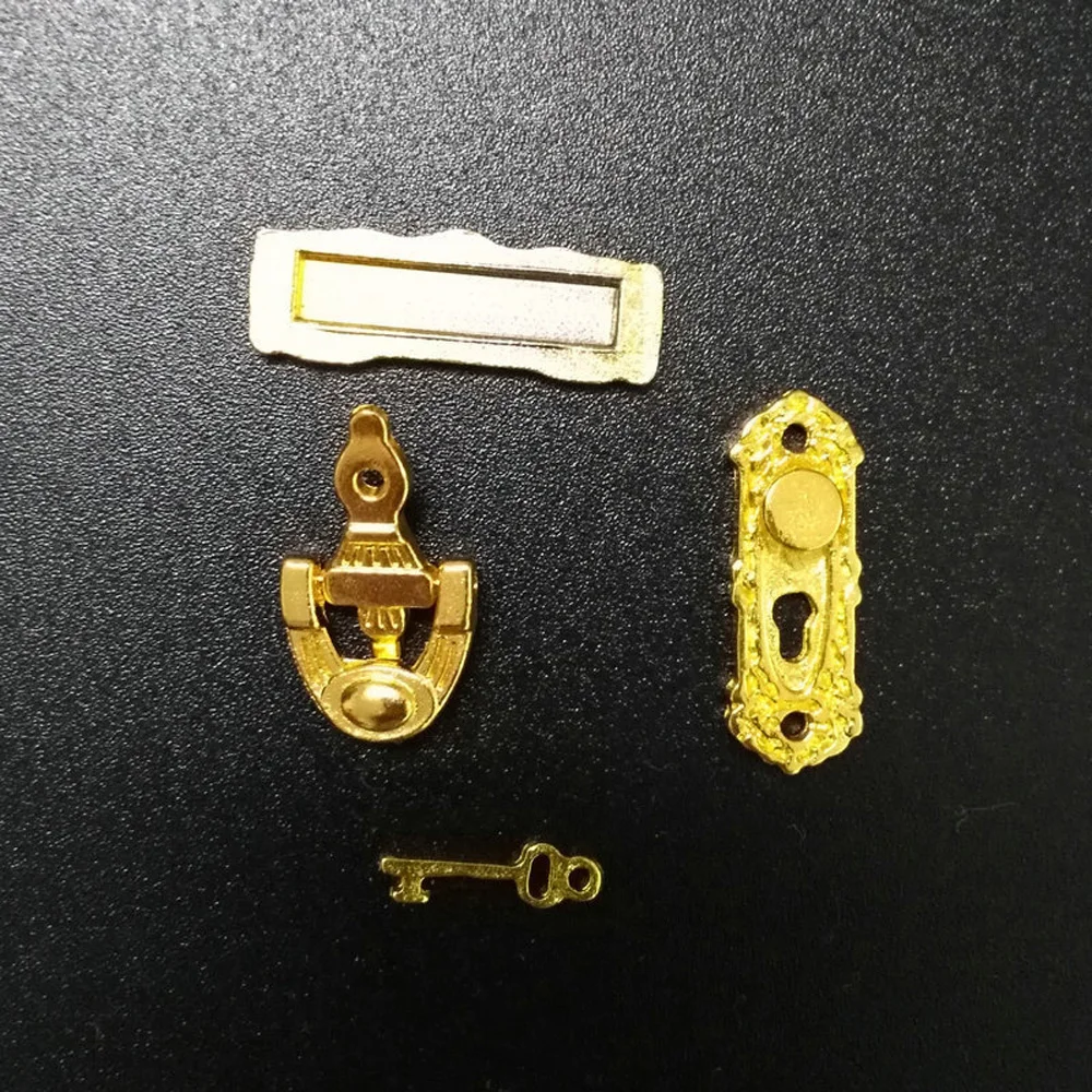 

Vintage Dolls House 4pcs Miniature Fittings Door Mail Letter Box Set Alloy 1:12 Quality Great Best DIY