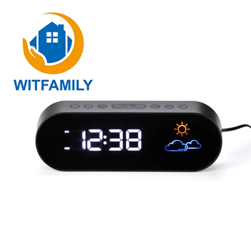 

Weather Forecast Color LED Digital Electronic Clock Radio Alarm Mute Bedside Clock FM Has A Snooze Function Brightness Adjust
