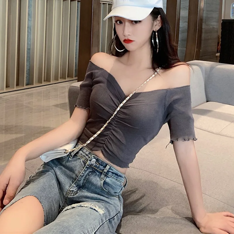 Cropped Tank Tops Women Sexy V Neck Drawstring Tie Up Front Camis Candy Colors Streetwear Slim Fit Ribbed Crop Top