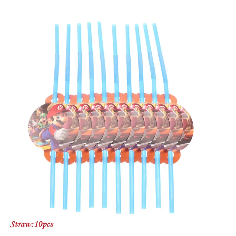 Марио вечерние одноразовые столовые приборы тарелка чашка детская игрушка в ванную Свадебные счастливые предметы для украшения дня рождения домашние дети - Цвет: Straw
