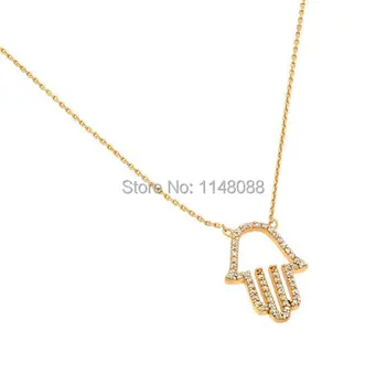 

Newest CZ Hamsa Hand Necklace,Lucky Hand Necklace,Hand of Fatima,Health Symbol,Peace Symbol,Good Lucky Jewelry-30 pcs/lot