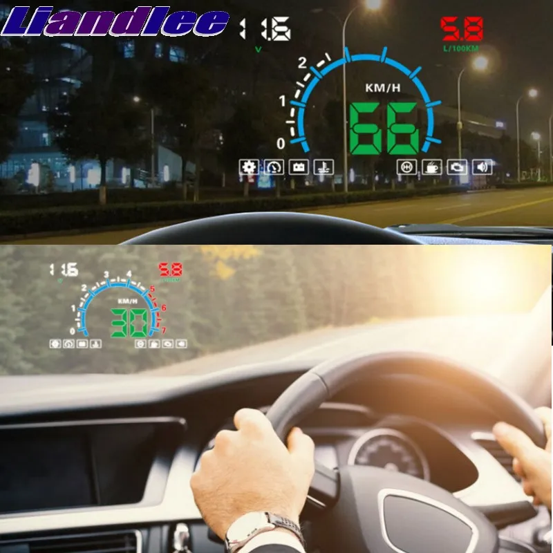 Liandlee HUD для KIA Cerato Spectra Sephia Cadenza K7 K5 Optima K3 Спидометр OBD2 дисплей большой монитор гоночный HUD