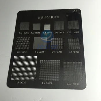 

BGA reballing reball stencil 12in1 Multi-Network 0.62 18X18 0.5 0.4 0.65 30X30 0.85 0.5 30X30 0.7 0.75 1.0 0.62 30X30 A33