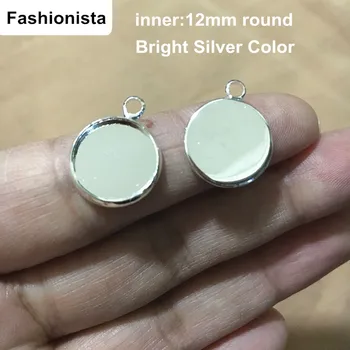 

50 Pieces 12mm Round Pendant Trays, 12mm Circle Cabochon Setting Tray Great to Make Small Pendants or Earrings