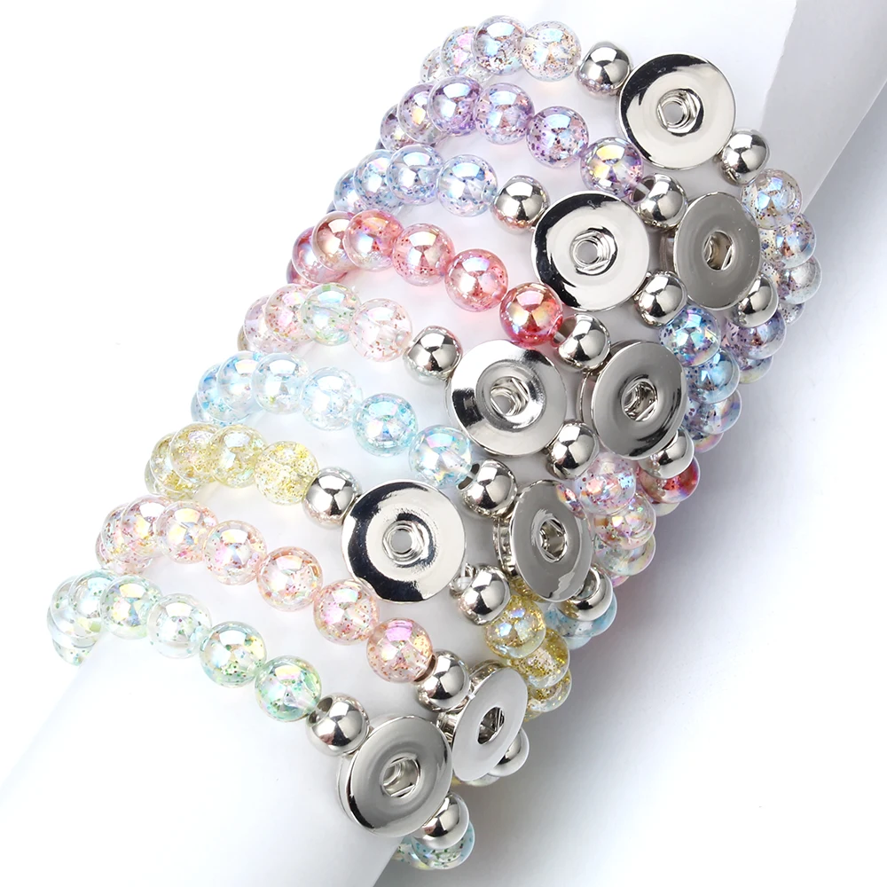 New Handmade Snap Button Bracelet 10mm Imitation Pearls Beads Snap
