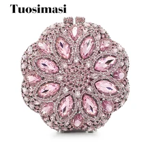 Дизайн форма цветка розовый кристалл алмаза клатч вечерний клатч дамы кошелек сумочка(8795a-p