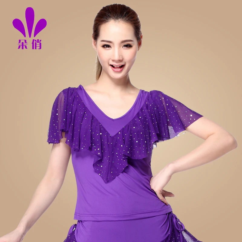 

Lady Fashion Dancing Shirt Women Square Dance Clothing New Latin Dance Costume Size Female Costume Promotion B-4333