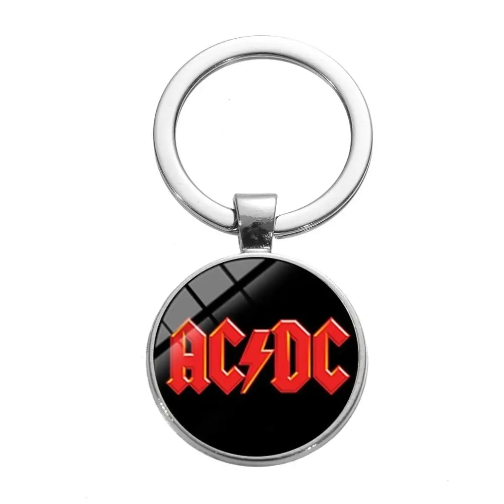 SIAN Hot Rock Music Band AC/DC брелок красный логотип ACDC стеклянный купол Подвеска сумка автомобильный брелок держатель рок культура брелок безделушки