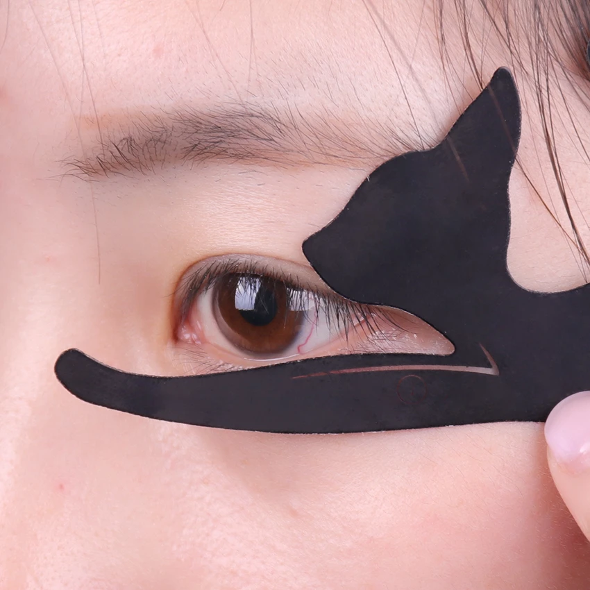 Outil De Maquillage Professionnel Pour Les Yeux 2 Pieces Ligne De Chat Eyeliner Pochoirs Modele De Sourcils Modelant Pour Femmes Et Filles Aliexpress