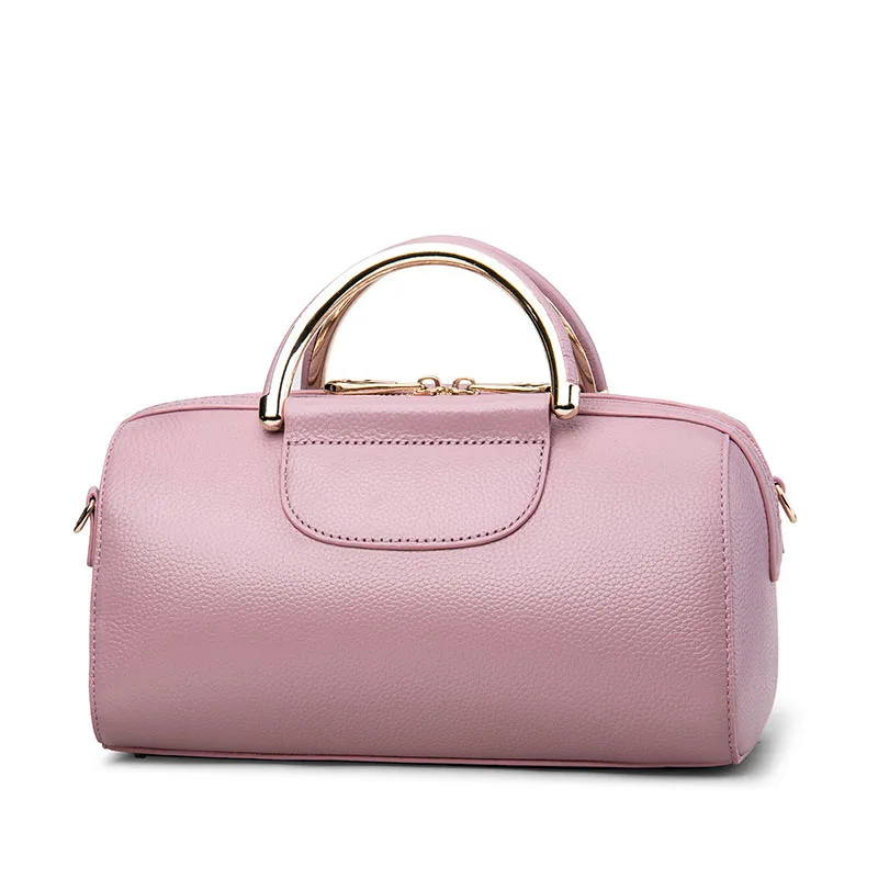 Luxury novel pillow-shaped designer genuine leather women handbags high quality simple casual round hard handle women bag