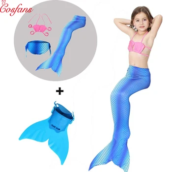 

Girl Mermaid Tail Swimming Cosplay Swimsuit Kids' Flashing Mermaid Tail Can Be Fashioned Swimwear Set with Monofin Bikini set