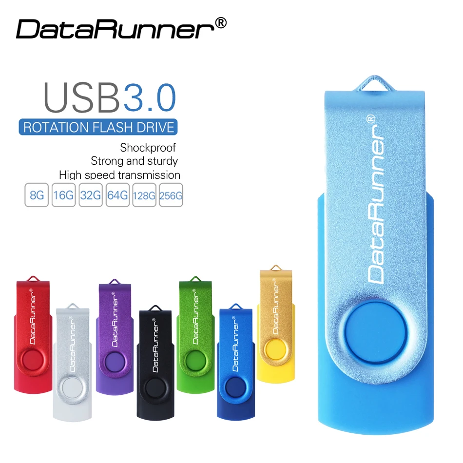 DataRunner металлическая Usb флешка Вращающаяся ручка привода 8 ГБ 16 32 64 Гб 128 256 флешки