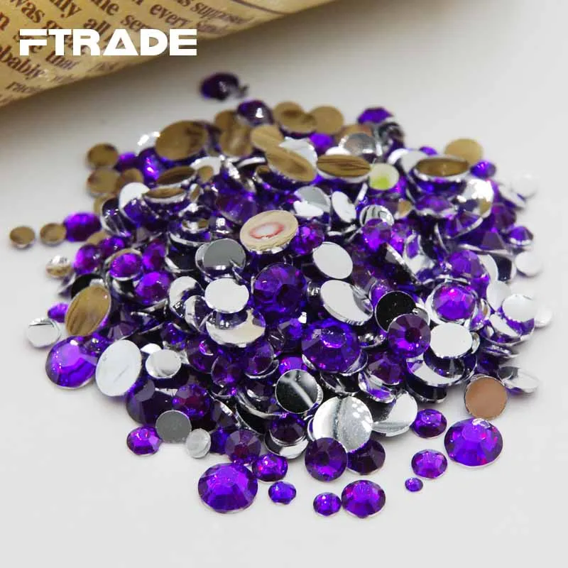 Violet Rhinestone Mixed Sizes Top Quality Non Hotfix Flatback Acrylic Rhinestones For Nail Art Decoration DIY Nail Mix Beads Pins & Pincushions