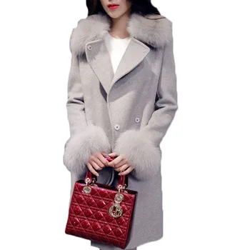 

Autumn Winter Plus Size Woolen Coat Women 2019 New Slim Long Plus Cotton Woolen Coat Womens Casual Fur Collar Wool Overcoat E038