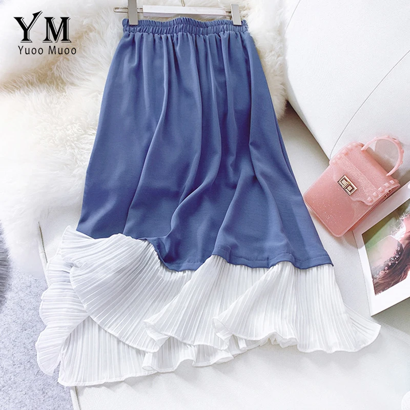 YuooMuoo Good Quality Elegant Ruffle Skirt Women 2019 Summer Midi