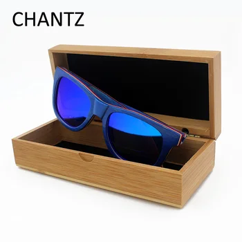 

Newest Skateboard Wood Sunglasses Women Men Polarized Driving Sun Glasses with Box Blue Frame Mirror Gafas De Sol Mujer Hombre