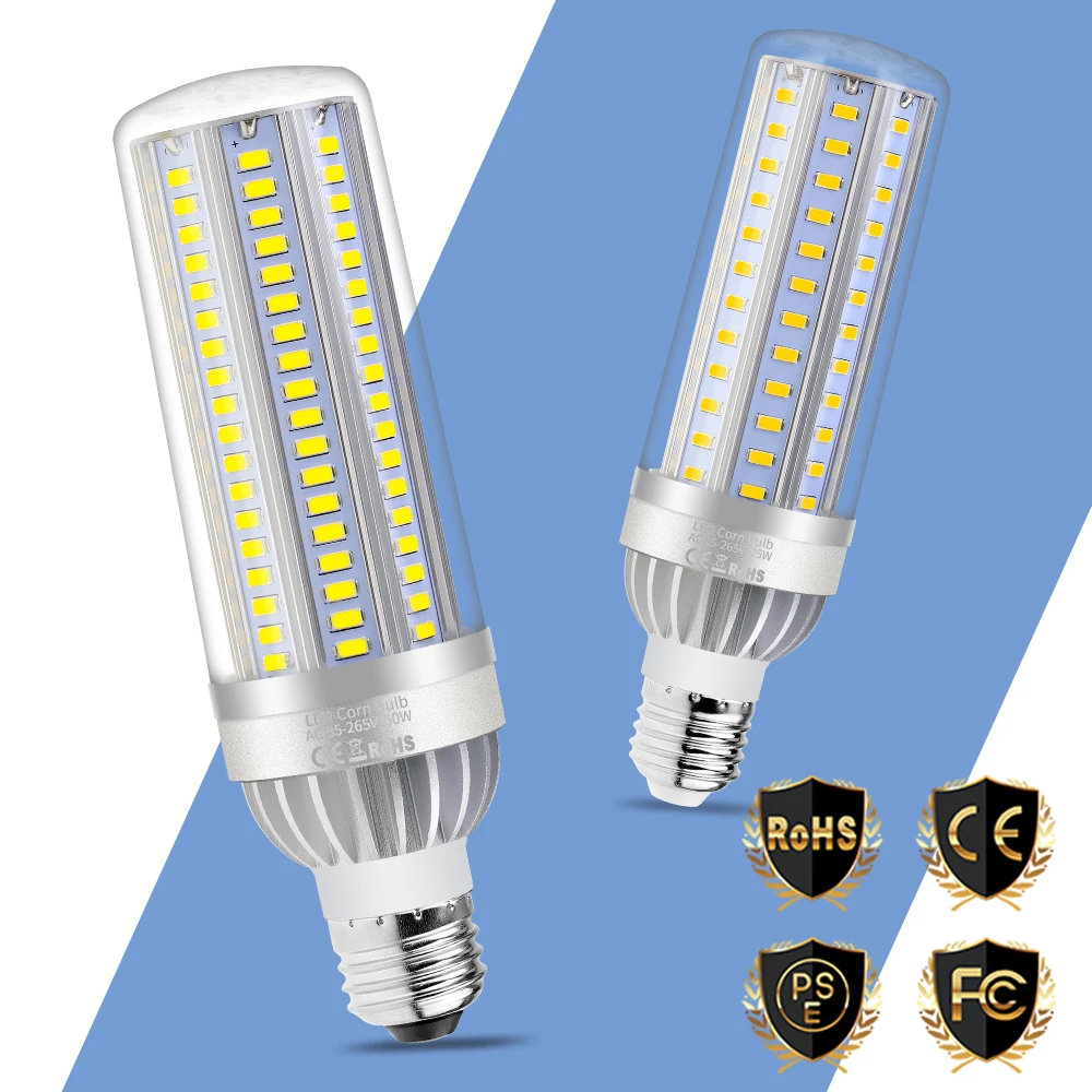 

LED Corn Bulb E27 Lamp Aluminum LED Bulb 50W No Flicker E26 Light Bulb 220V High Power LED 25W 35W 50W Fan Cooling Lamp 5730 SMD