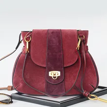 Retro Fashion Genuine Leather Handbag Saddle Bag with Key Women’s Shoulder Messenger Bag Cross Body Bag Purse High Quality