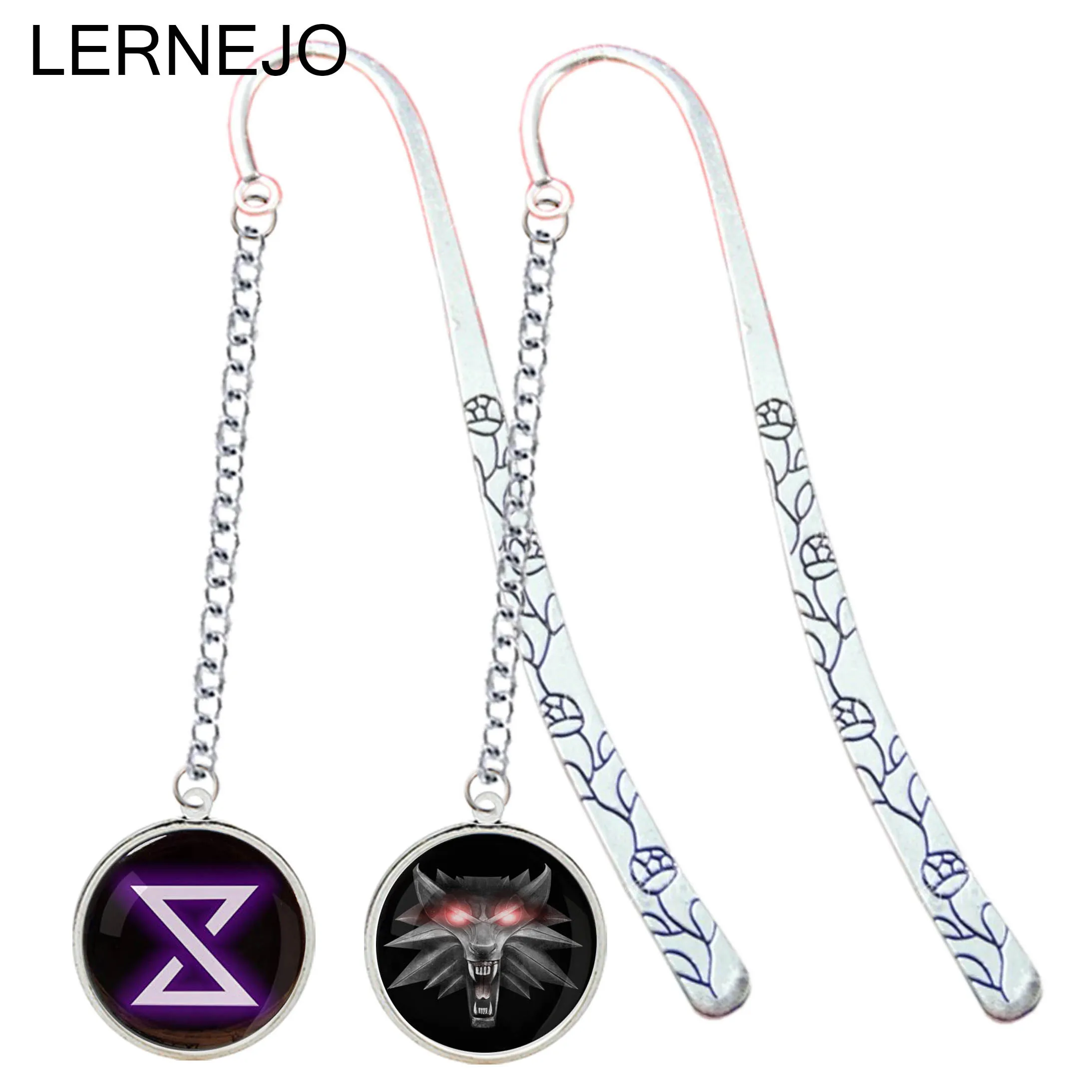 

LERNEJO The Witcher 3 Signs Bookmark Metal Pin Wolf Head Pendant Badge Witch Action Figure Notebook Book Marque Page Mate Marker