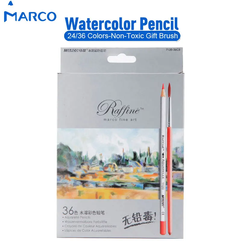 

Marco Soluble Water Base Colored Pencils 24 36 Colors For Paper Box Artist Sketching Drawing Pencil Stationery Gift
