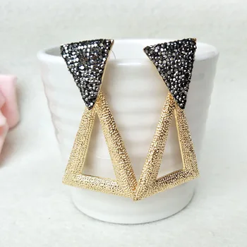 

5 Pairs Fashion triangle charm earrings handmade pave Black rhinestone dangle for women Jewelry Earrings ER451