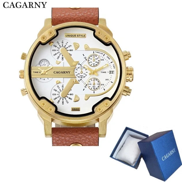 Relojes часы мужские Cagarny люксовый бренд мужские s Мужские кварцевые часы 2 времени военные Relogio Masculino черные кожаные XFCS - Цвет: style 19