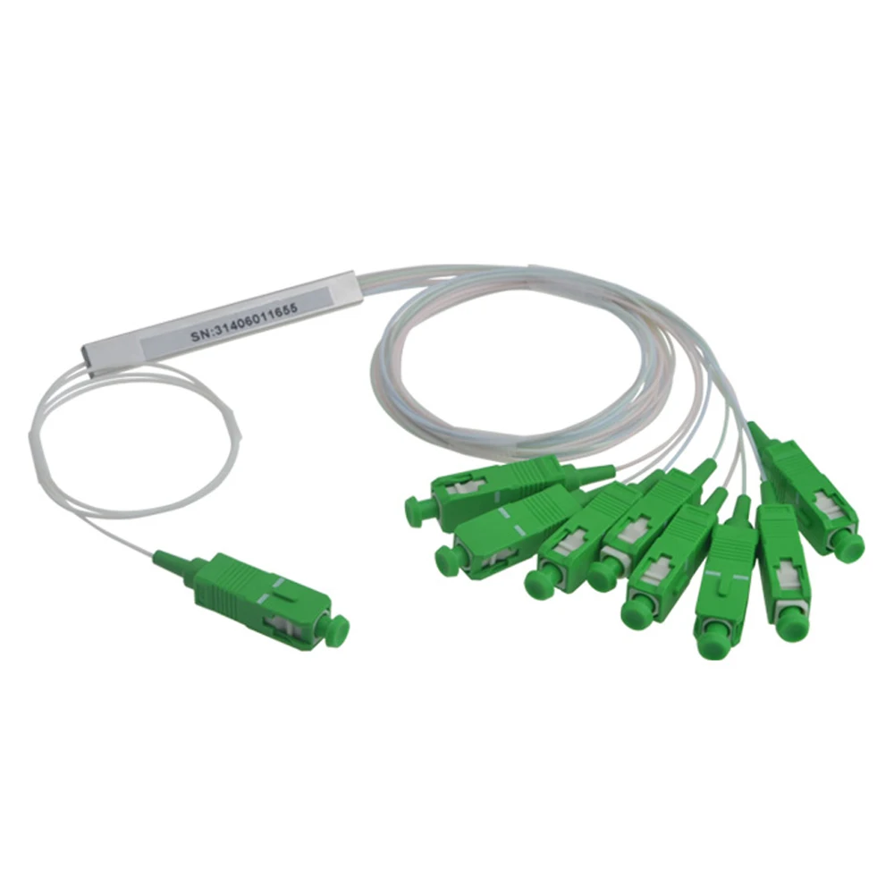 50 шт./лот 0 9 мм стальная трубка оптоволоконный ПЛК сплиттер 1x8 SC/APC Mini Blockless 1*8 G657A1