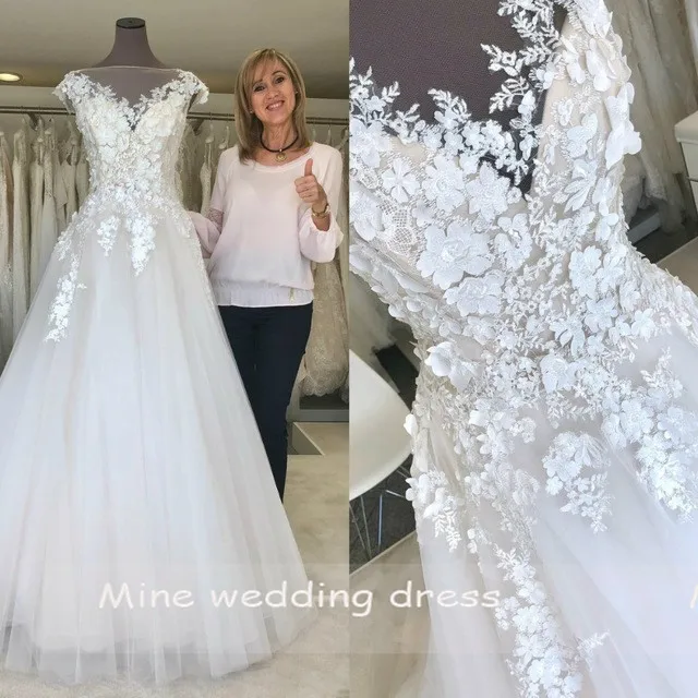 Hals Trouwjurk 2019 EEN Line Lace Tulle Rok Bruidsjurken Vintage Vestido de Noiva Bruid Jurk Hals Trouwjurk 2019 EEN Line Lace Tulle Rok Bruidsjurken Vintage Vestido de Noiva Bruid Jurk