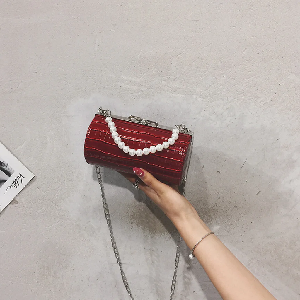 2019 Весна Лето Новая Женская Ретро жемчужная кожа из кожи аллигатора через плечо