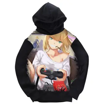 

High-Q Unisex Fate FGO saber Hooded Hoodie Pullovers Sweatshirts Coat