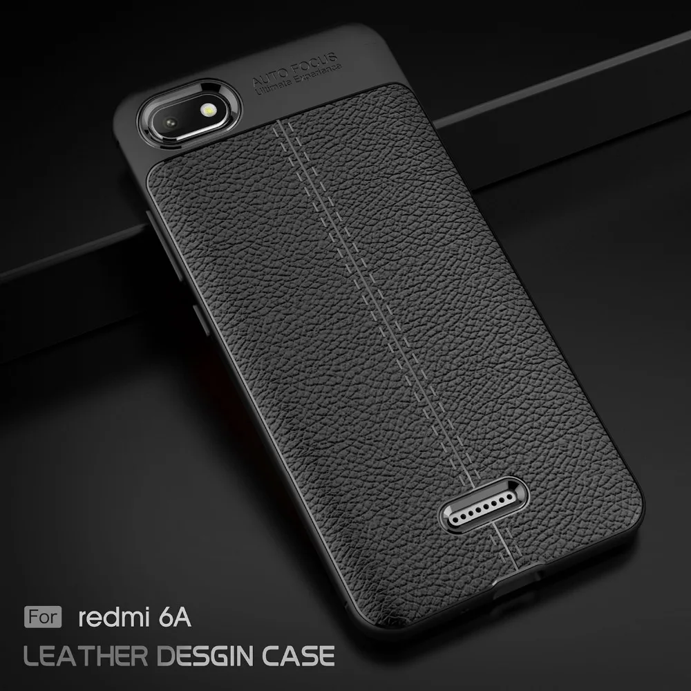 Мягкий кожаный чехол из ТПУ с узором Личи для Xiaomi Redmi 6A 6 Pro Силиконовый