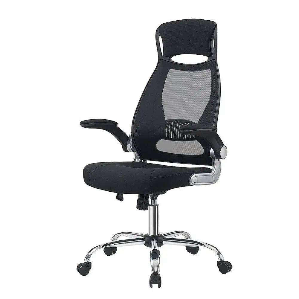 Goede Bureaustoel Zwart Swivel Mesh Computer Ergonomische Stoel Hoge Rug Met Opvouwbare Armsteun Hoofd Ondersteuning Hoogte Verstelbare A35