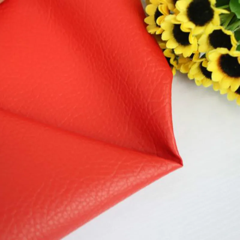 

Litchi Grain Faux Leather Printed Fabric Red Leather Upholstery Fabric DIY Patchwork Sewing Quilting Material Textile Decoration